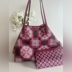 Kate Spade spade Flower Monogram Sutton Large Tote w/Pouch Garnet